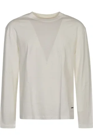 Jil Sander Tops, Heren, Wit, XS, Katoen, T-shirt met ronde hals