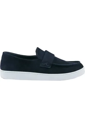 Paul & Shark Schoenen, Heren, Blauw, 40 EU, Suède, Suède Loafers met Geborduurde Vin