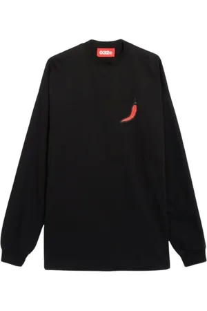 032c Tops, Heren, Zwart, M, Oversized longsleeve met fruitprint in zwart