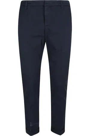 Dondup Broeken, Heren, Blauw, W33, Katoen, Blauwe Broek Klassieke Stijl Comfort