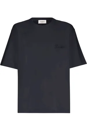 LANEUS Tops, Heren, Zwart, XL, Katoen, Ronde hals T-shirt in jersey