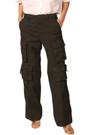 Masons Broeken, Dames, Zwart, M, Katoen, Stijlvolle Cargo Broek in Zwart Gabardine