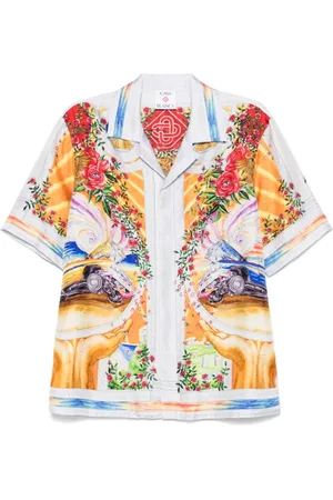 Casablanca Overhemden, Heren, Veelkleurig, M, Zen Grey Korte Mouw Shirt