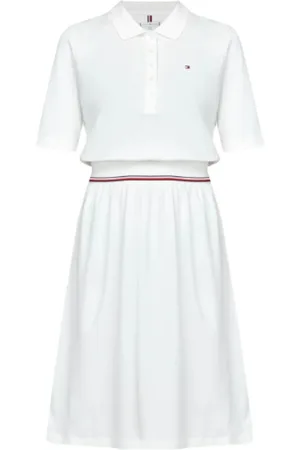 Tommy Hilfiger Kleedjes, Dames, Wit, S, Katoen, Polo Jurk