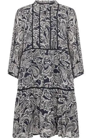 Part Two Kleedjes, Dames, Veelkleurig, XL, Jurk met Paisley-print en Volantzoom