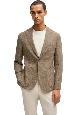 HUGO BOSS Jassen, Heren, Bruin, M, Tweed, Tweed Blazer met Micromotief