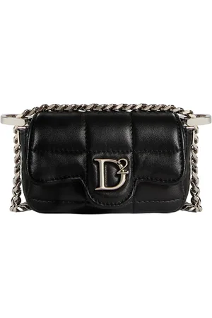 Dsquared2 Tassen, Dames, Zwart, ONE Size, Leer, Leren Tas met Studs en Magneetsluiting