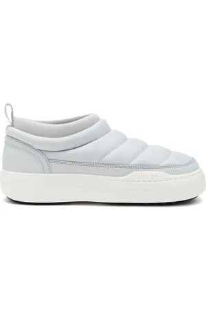 Moon Boot Schoenen, Dames, Grijs, 39 EU, Nylon, Schoenen met logo-print om in te glijden