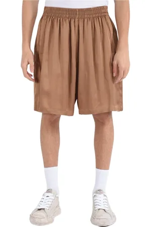 Ih Nom Uh Nit Korte broeken, Heren, Bruin, L, Zijden Bermuda Shorts met Elastische Taille