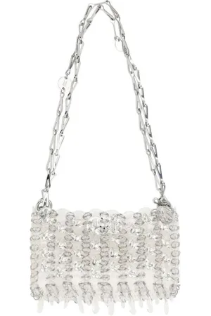 Paco rabanne Tassen, Dames, Grijs, ONE Size, Kristal Strass Schoudertas