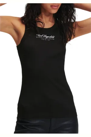 Karl Lagerfeld Tops, Dames, Zwart, M, Katoen, Mouwloze Top