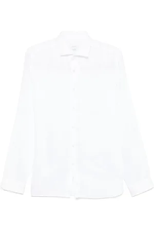 Xacus Overhemden, Heren, Wit, M, Linnen, Bianco Linnen Overhemd