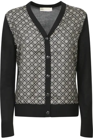 Tory Burch Truien, Dames, Zwart, S, Leer, Zwarte Cardigan