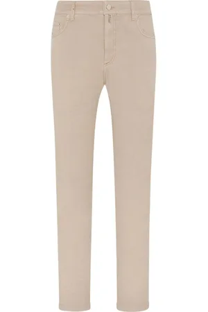 Kiton Jeans, Heren, , W38, Katoen, Linnen-Katoenen Taps Toelopende Broek