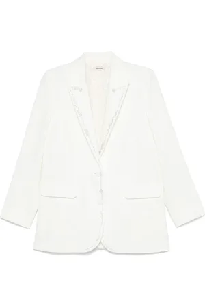 Zadig & Voltaire Jassen, Dames, Wit, M, Polyester, Witte Jas met Knopen en Splitmanchetten