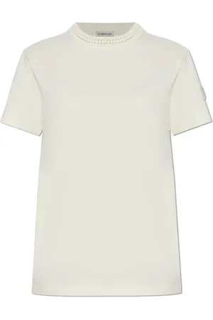 Moncler Tops, Dames, , L, Katoen, T-shirt met decoratieve halslijn