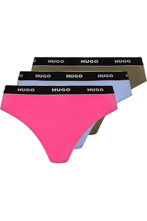 HUGO BOSS Ondergoed, Dames, Roze, L, Katoen, Elastische Katoenen Slips Set van Drie