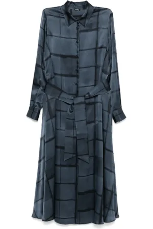 Kiton Kleedjes, Dames, Blauw, M, Satijn, Marineblauwe Zijden Maxi Jurk