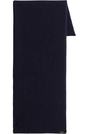 Woolrich Accessoires, Heren, Blauw, ONE Size, Wol, Merino wollen geribbelde sjaal