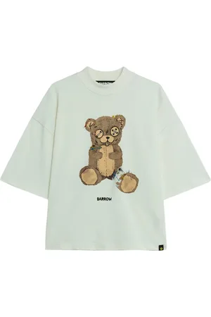 BARROW Tops, Dames, Groen, S, Witte Cropped Jersey T-Shirt