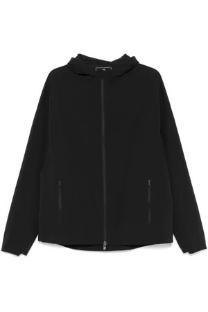 Y-3 Jassen, Heren, Zwart, L, Zwarte jas met ritssluiting aan de voorkant en reflecterende details