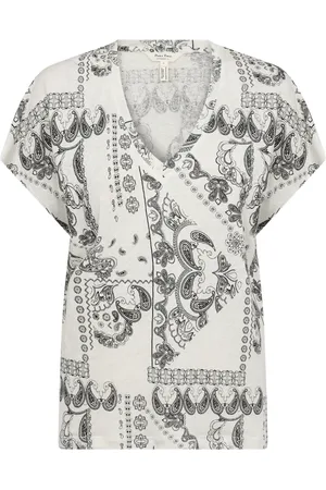 Part Two Tops, Dames, Zwart, XS, Graphic Paisley T-Shirt Loose Fit