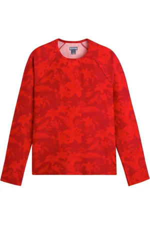 Vilebrequin Tops, Dames, Rood, XS, Lange mouwen Flower Power Rashguard voor dames