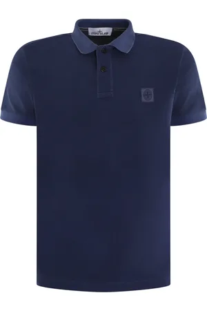 Stone Island Tops, Heren, Blauw, XL, Katoen, Polo Shirt met Korte Mouwen
