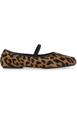 Tory Burch Schoenen, Dames, Bruin, 38 1/2 EU, Leer, Ballerina`s van bruin leer met dierenprint