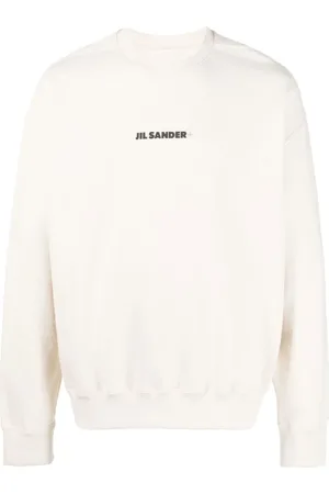 Jil Sander Sweatshirts & Hoodies, Heren, , M, Katoen, Natural Logo Zwart Sweatshirt