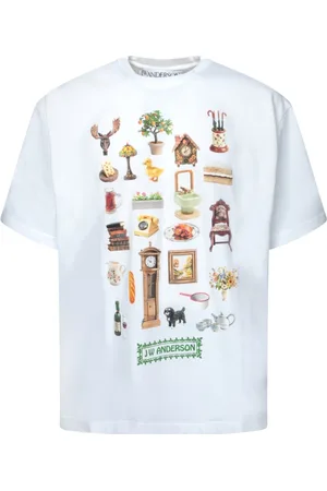 J.W.Anderson Tops, Heren, Wit, L, Katoen, Wit Diorama Print T-Shirt