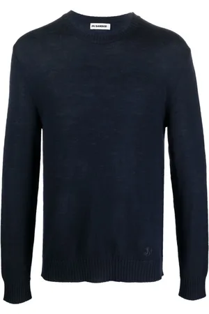 Jil Sander Truien, Heren, Blauw, 3Xl, Wol, Rondgebreide trui