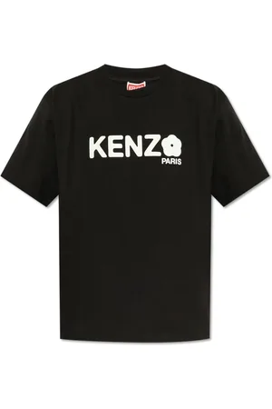 Kenzo Tops, Heren, Zwart, M, Katoen, T-shirt met Gedrukt Logo