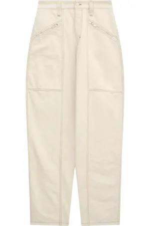 Isabel Marant Broeken, Dames, , S, Katoen, High-waisted Ecru Jeans
