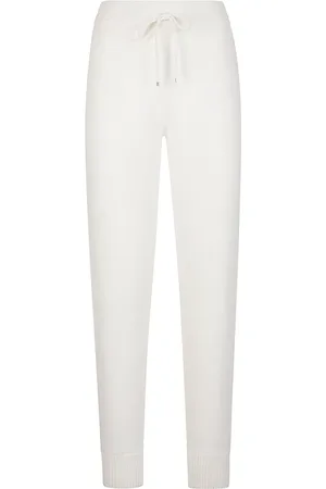 ELEVENTY Broeken, Dames, Wit, S, Kasjmier, Cashmere Broek met Trekkoord en Bies
