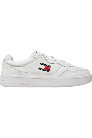 Tommy Hilfiger Schoenen, Heren, Wit, 42 EU, Leer, Leren Logo Cupsole Sneakers