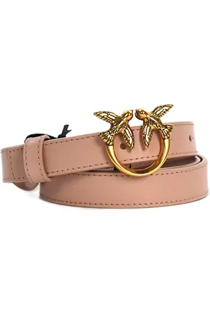 Pinko Accessoires, Dames, Roze, L, Leer, Love Birds Riem