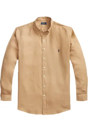 Ralph Lauren Overhemden, Heren, Bruin, 4Xl, Linnen, Casual overhemd met lange mouwen