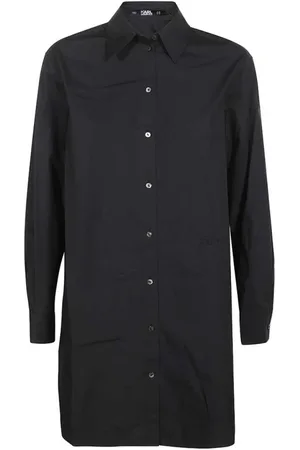 Karl Lagerfeld Kleedjes, Dames, Zwart, L, Katoen, Overhemdjurk