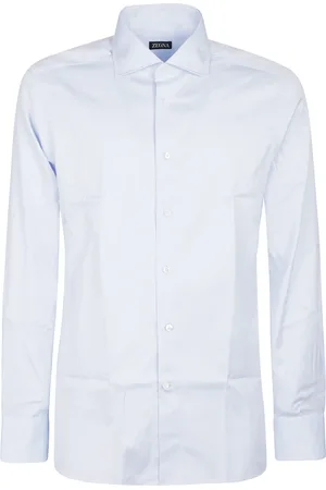 Ermenegildo Zegna Overhemden, Heren, Blauw, 2Xs, Lange mouw op maat gemaakt overhemd