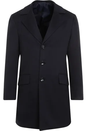 Kiton Mantels, Heren, Blauw, L, Blauwe Caban Jas