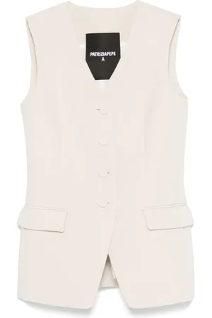 Patrizia Pepe Jassen, Dames, , S, Leer, Vest met Knoopsluiting