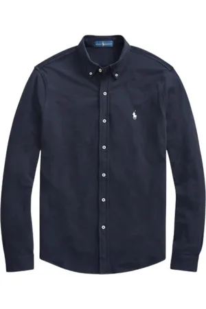 Ralph Lauren Overhemden, Heren, Blauw, 2Xl, Katoen, Fijn Piqué Katoenen Overhemd
