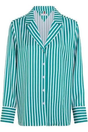 Tommy Hilfiger Blouses & Shirts, Dames, Veelkleurig, M, Katoen, Fluid Stripe Long Sleeve Shirt
