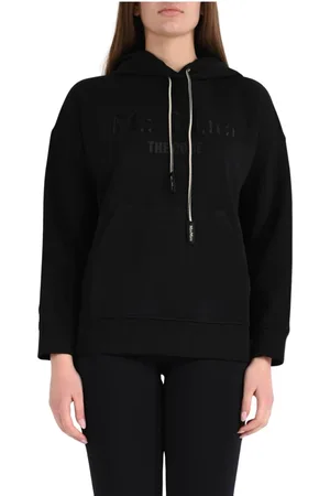 Max Mara Sweatshirts & Hoodies, Dames, Zwart, L, Katoen, Agata Hoodie van Technisch Katoen Jersey