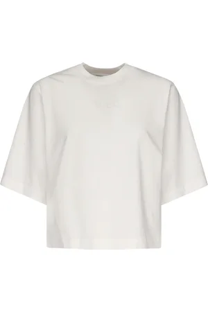 Pinko Tops, Dames, , XS, Katoen, Katoenen Jersey Logo Geborduurd Shirt