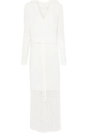 ZIMMERMANN Kleedjes, Dames, Wit, XS, Katoen, Gebreide Mouwloze Maxi Jurk