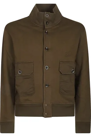 C.P. Company Jassen, Heren, Groen, L, Diagonaal Fleece Knoop Sweatshirt