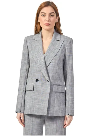 Patrizia Pepe Jassen, Dames, Grijs, XS, Polyester, Essential Double-Breasted Jas