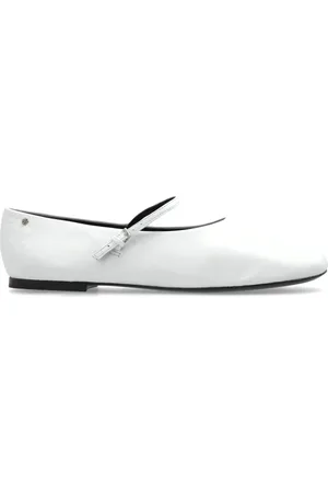 Tory Burch Schoenen, Dames, Wit, 37 1/2 EU, Leer, Leren Ballerina`s Mary Jane